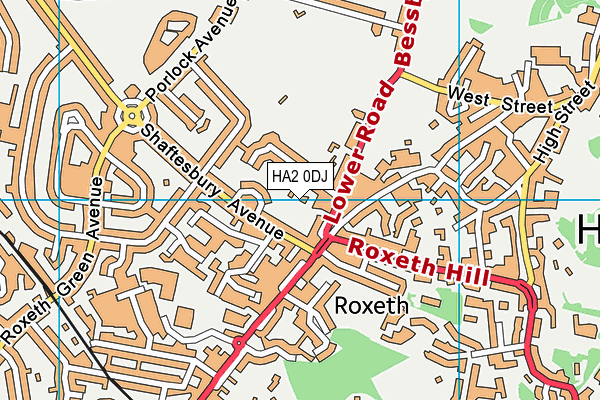 HA2 0DJ map - OS VectorMap District (Ordnance Survey)