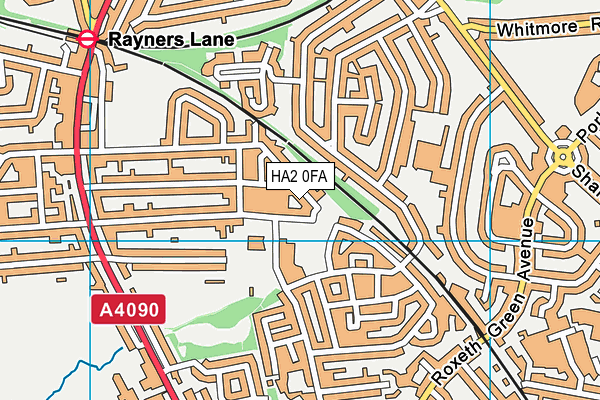 HA2 0FA map - OS VectorMap District (Ordnance Survey)