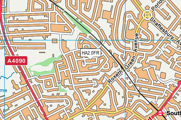 HA2 0FR map - OS VectorMap District (Ordnance Survey)