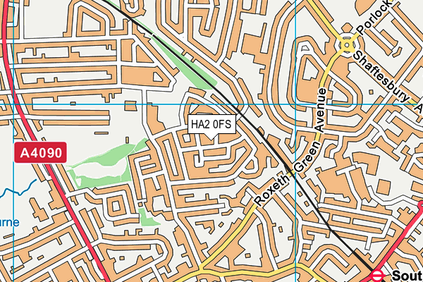 HA2 0FS map - OS VectorMap District (Ordnance Survey)