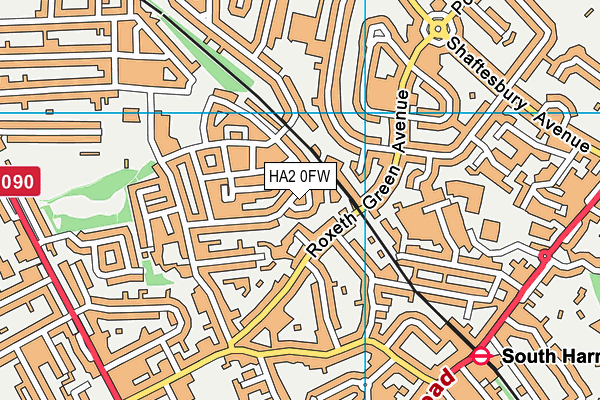 HA2 0FW map - OS VectorMap District (Ordnance Survey)