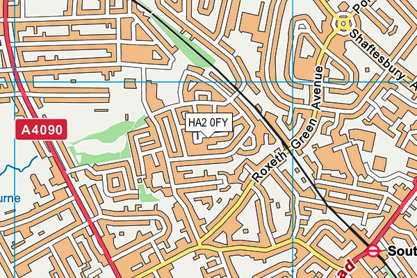 HA2 0FY map - OS VectorMap District (Ordnance Survey)