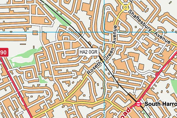 HA2 0GR map - OS VectorMap District (Ordnance Survey)