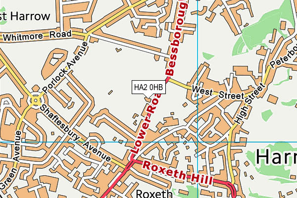 HA2 0HB map - OS VectorMap District (Ordnance Survey)