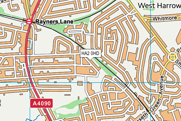 HA2 0HD map - OS VectorMap District (Ordnance Survey)