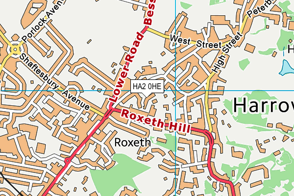 HA2 0HE map - OS VectorMap District (Ordnance Survey)