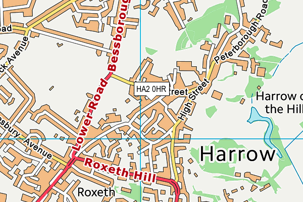 HA2 0HR map - OS VectorMap District (Ordnance Survey)