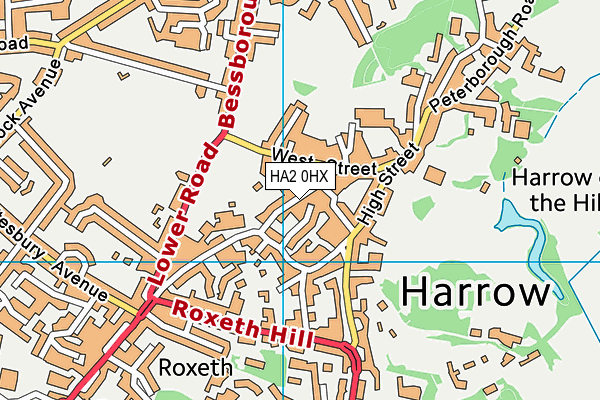HA2 0HX map - OS VectorMap District (Ordnance Survey)