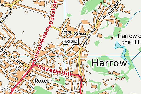 HA2 0HZ map - OS VectorMap District (Ordnance Survey)