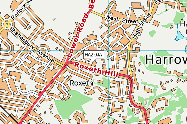 Roxeth Primary School map (HA2 0JA) - OS VectorMap District (Ordnance Survey)