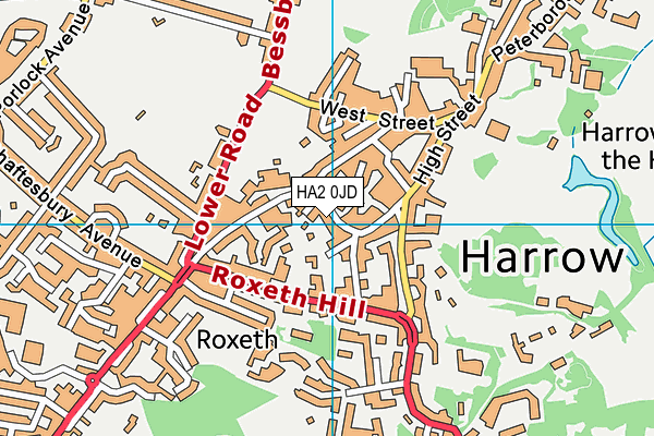 HA2 0JD map - OS VectorMap District (Ordnance Survey)