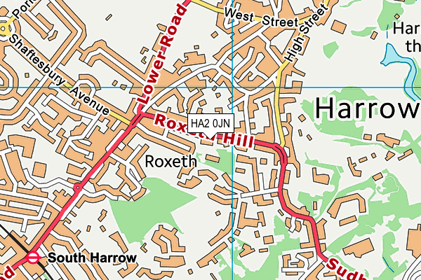 HA2 0JN map - OS VectorMap District (Ordnance Survey)