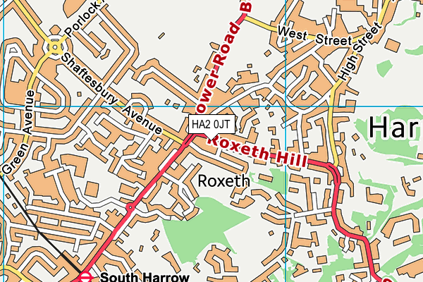 HA2 0JT map - OS VectorMap District (Ordnance Survey)