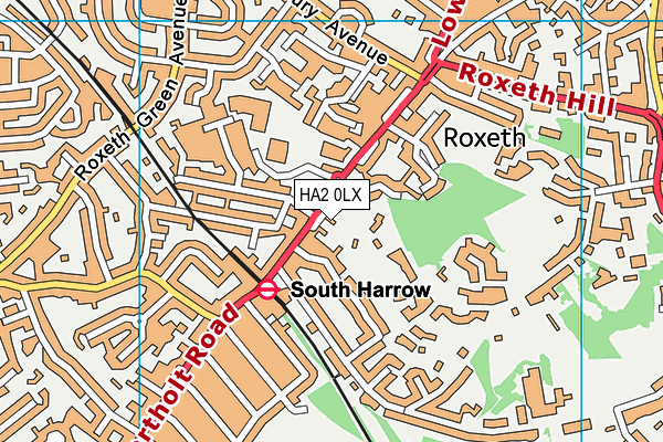 HA2 0LX map - OS VectorMap District (Ordnance Survey)