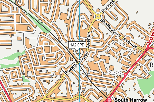 HA2 0PD map - OS VectorMap District (Ordnance Survey)