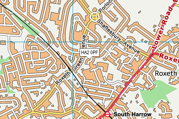 HA2 0PF map - OS VectorMap District (Ordnance Survey)