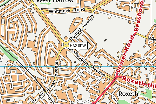 HA2 0PW map - OS VectorMap District (Ordnance Survey)
