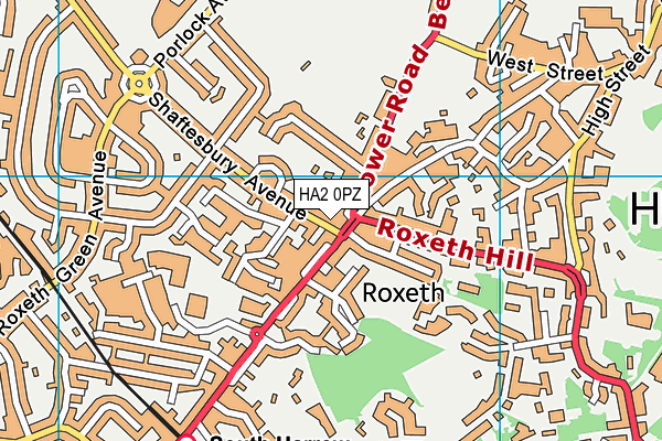 HA2 0PZ map - OS VectorMap District (Ordnance Survey)