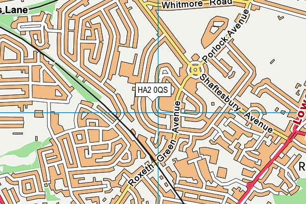 HA2 0QS map - OS VectorMap District (Ordnance Survey)