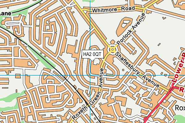 HA2 0QT map - OS VectorMap District (Ordnance Survey)