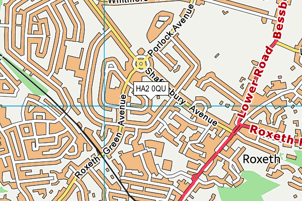 HA2 0QU map - OS VectorMap District (Ordnance Survey)