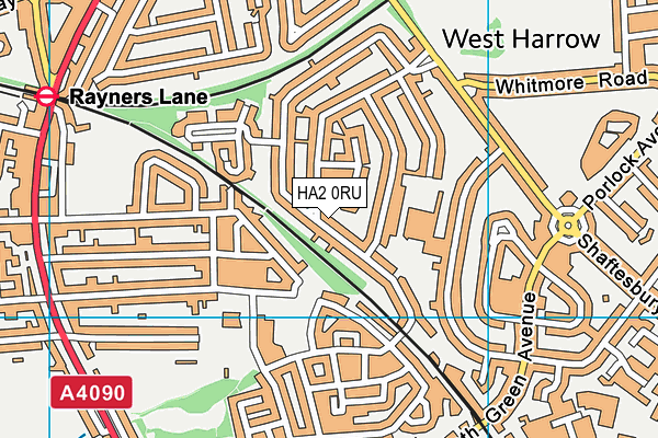 HA2 0RU map - OS VectorMap District (Ordnance Survey)