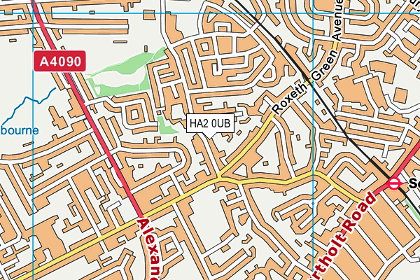 HA2 0UB map - OS VectorMap District (Ordnance Survey)