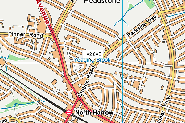 HA2 6AE map - OS VectorMap District (Ordnance Survey)