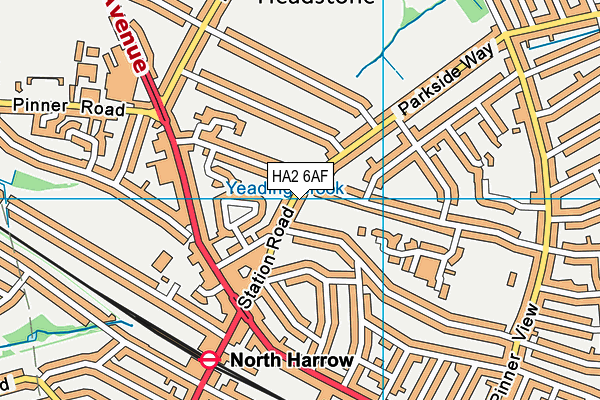 HA2 6AF map - OS VectorMap District (Ordnance Survey)