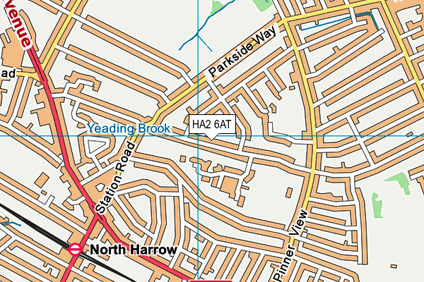 HA2 6AT map - OS VectorMap District (Ordnance Survey)