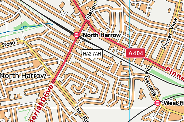 HA2 7AH map - OS VectorMap District (Ordnance Survey)