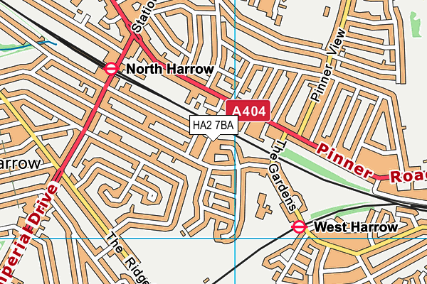 HA2 7BA map - OS VectorMap District (Ordnance Survey)