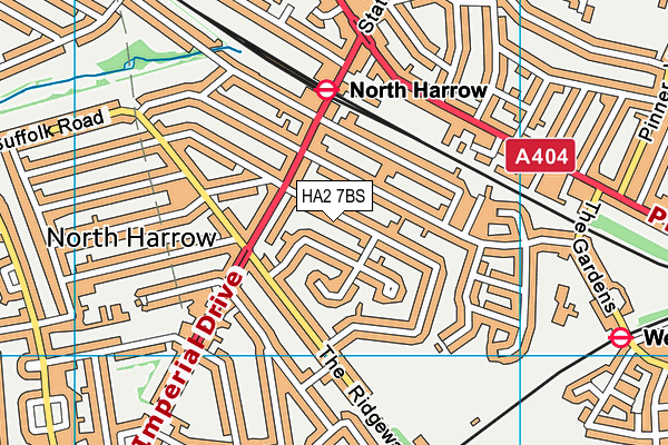 HA2 7BS map - OS VectorMap District (Ordnance Survey)