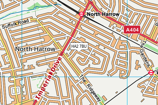 HA2 7BU map - OS VectorMap District (Ordnance Survey)