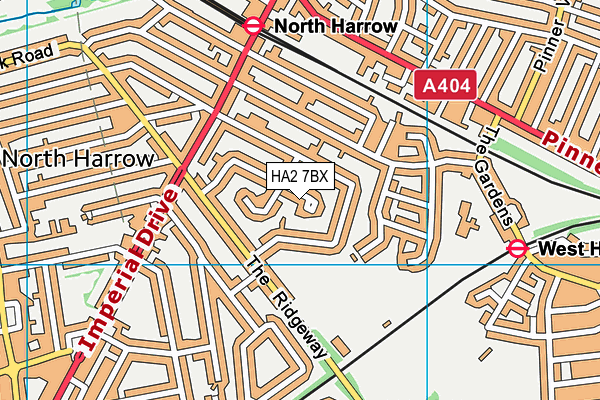 HA2 7BX map - OS VectorMap District (Ordnance Survey)