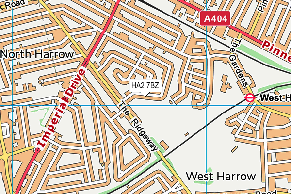 HA2 7BZ map - OS VectorMap District (Ordnance Survey)
