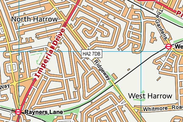 HA2 7DB map - OS VectorMap District (Ordnance Survey)