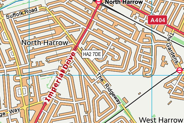 HA2 7DE map - OS VectorMap District (Ordnance Survey)