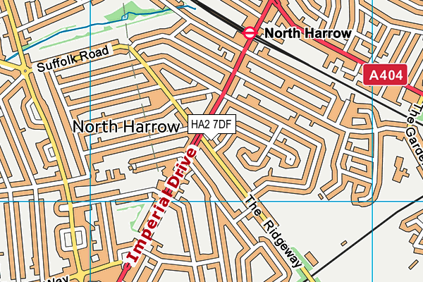 HA2 7DF map - OS VectorMap District (Ordnance Survey)