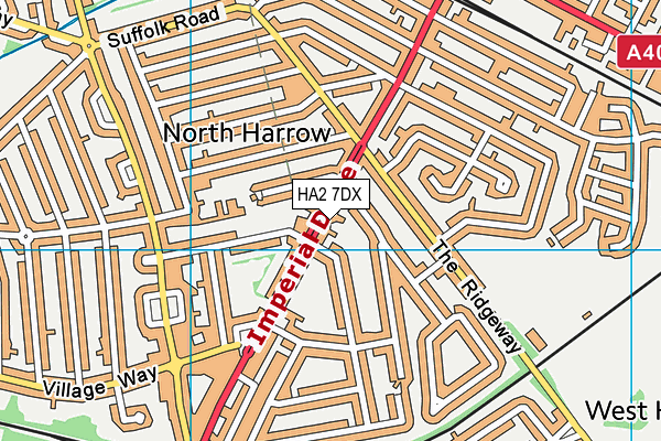 HA2 7DX map - OS VectorMap District (Ordnance Survey)