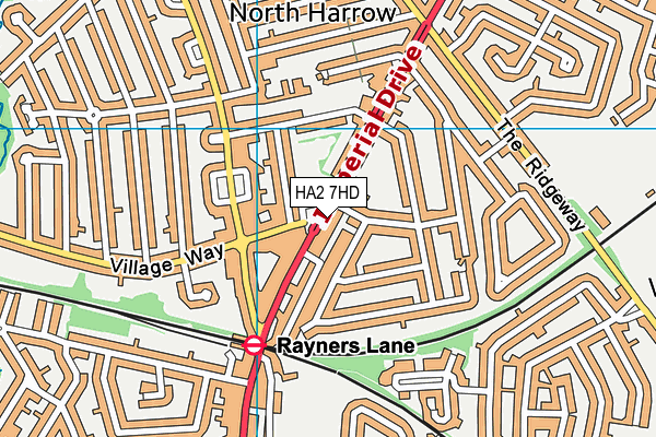 HA2 7HD map - OS VectorMap District (Ordnance Survey)