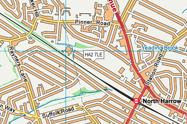 HA2 7LE map - OS VectorMap District (Ordnance Survey)