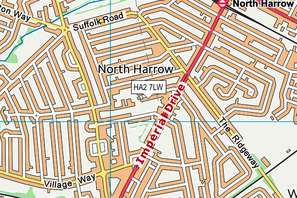 HA2 7LW map - OS VectorMap District (Ordnance Survey)