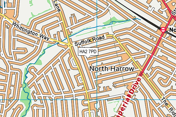 HA2 7PD map - OS VectorMap District (Ordnance Survey)