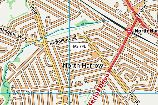 HA2 7PE map - OS VectorMap District (Ordnance Survey)