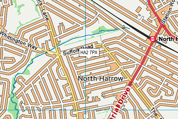 HA2 7PX map - OS VectorMap District (Ordnance Survey)