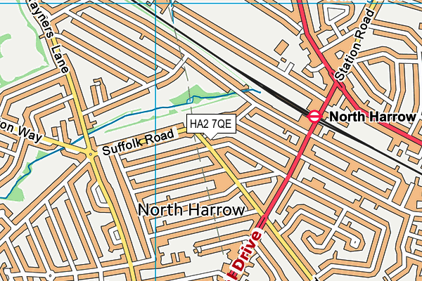 HA2 7QE map - OS VectorMap District (Ordnance Survey)