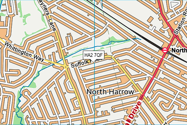 HA2 7QF map - OS VectorMap District (Ordnance Survey)