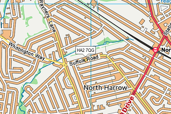 HA2 7QG map - OS VectorMap District (Ordnance Survey)