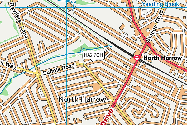 HA2 7QH map - OS VectorMap District (Ordnance Survey)